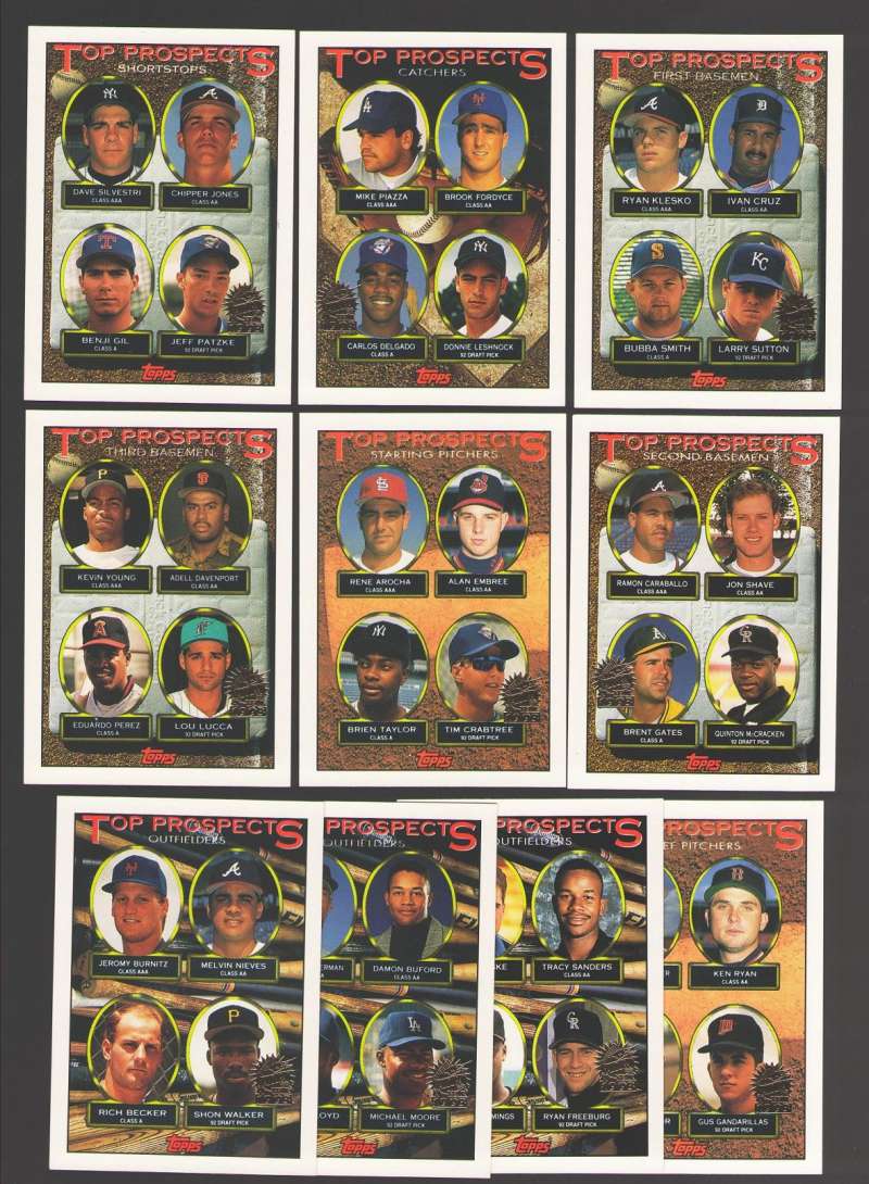 1993 Topps w/ MARLINS Inaugural Logo Top Prospects (10 cards) w/ Piazza Chipper