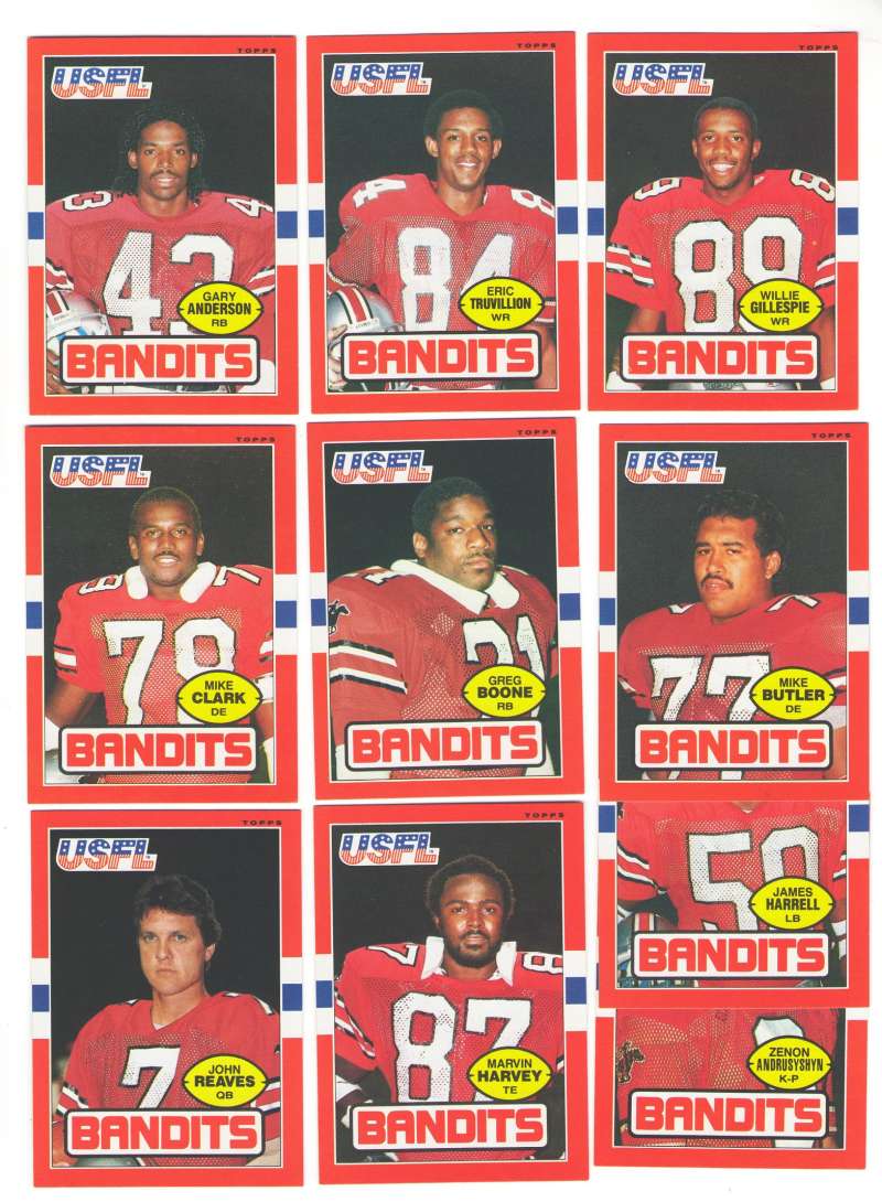 1985 Topps USFL Football Team Set - Tampa Bay Bandits