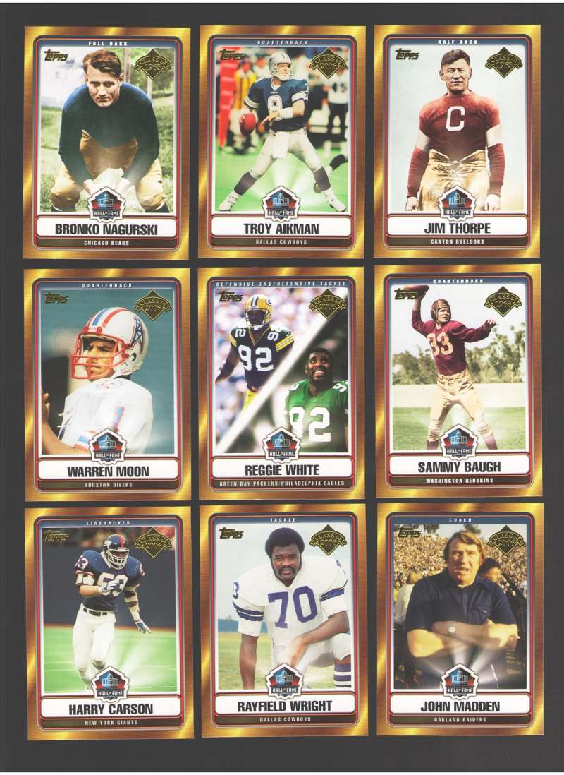 2006 Topps NFL Hall of Fame Tribute (9 Card insert set)