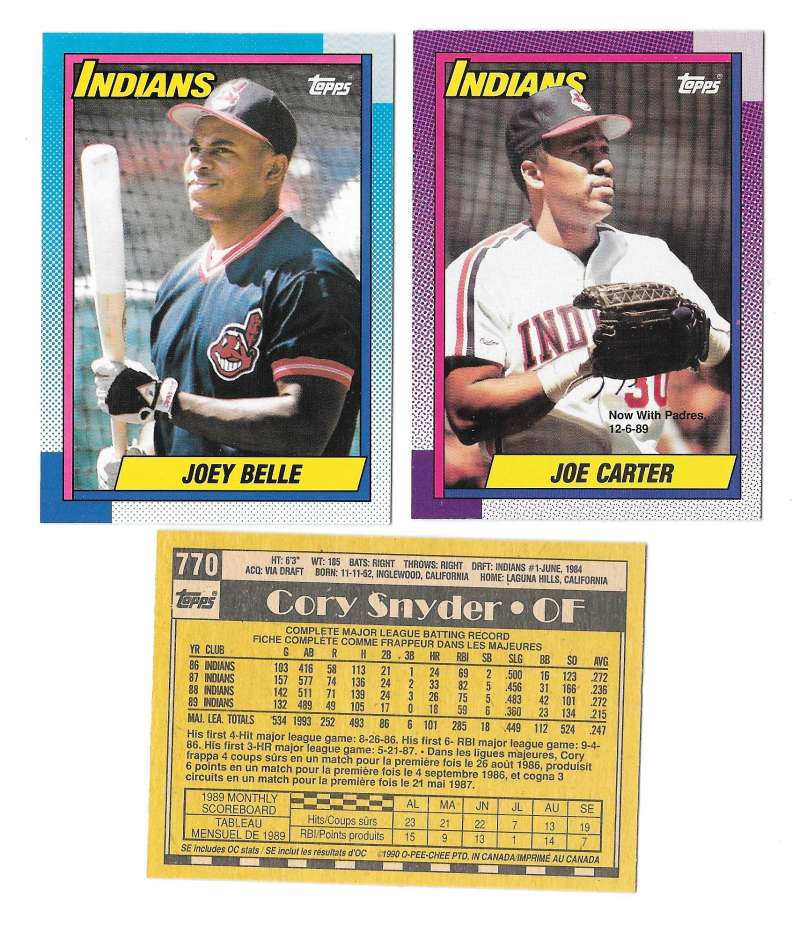 1990 O-Pee-Chee (OPC) - CLEVELAND INDIANS Team Set