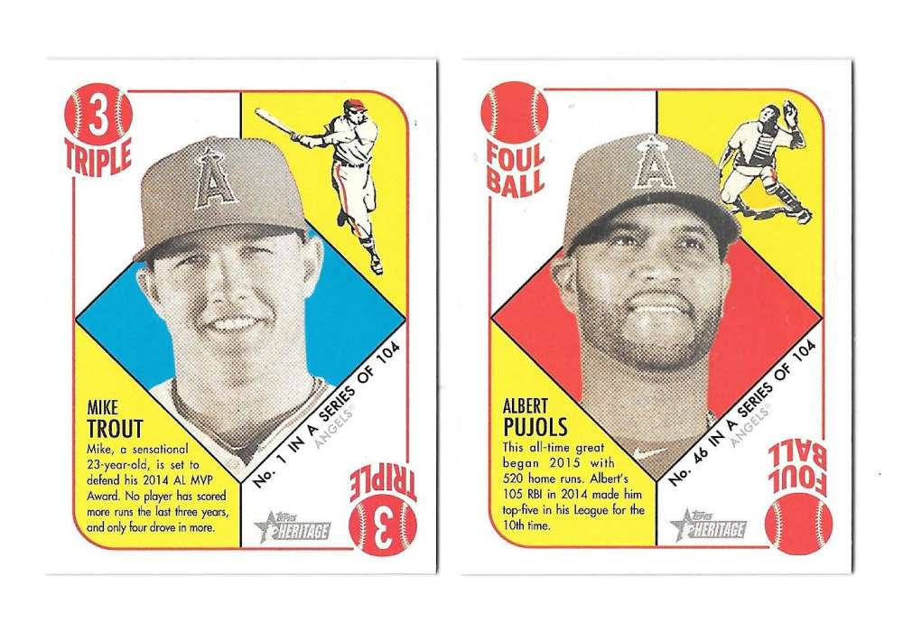 2015 Topps Heritage 51 Collection Mini Red Back - LOS ANGELES ANGELS w/ Mike Trout