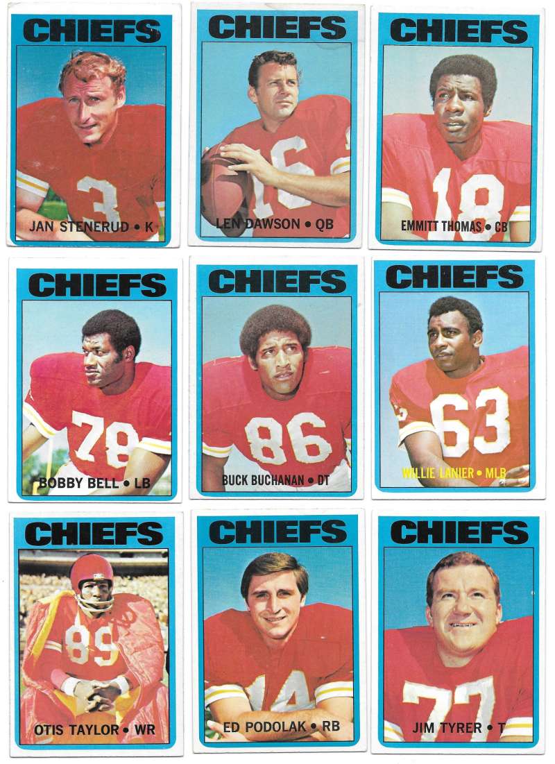1972 Topps Football Team Set (1-263) - KANSAS CITY CHIEFS