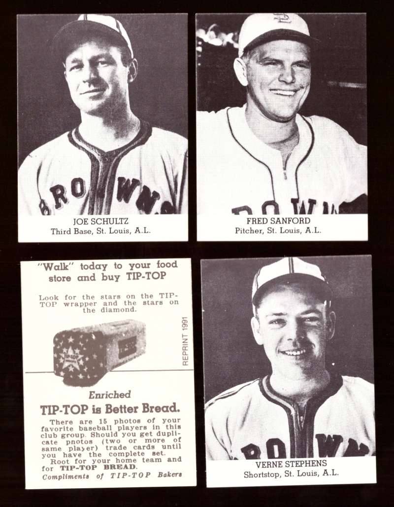 1947 TIP TOP BREAD Reprints - ST LOUIS BROWNS (ORIOLES) Team Set