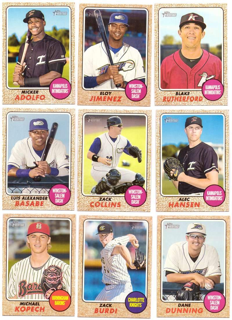2017 Topps Heritage Minors - CHICAGO WHITE SOX (9 card Team Set)