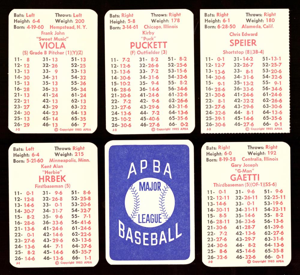 1984 APBA Season w/ Extra Players - MINNESOTA TWINS Team Set