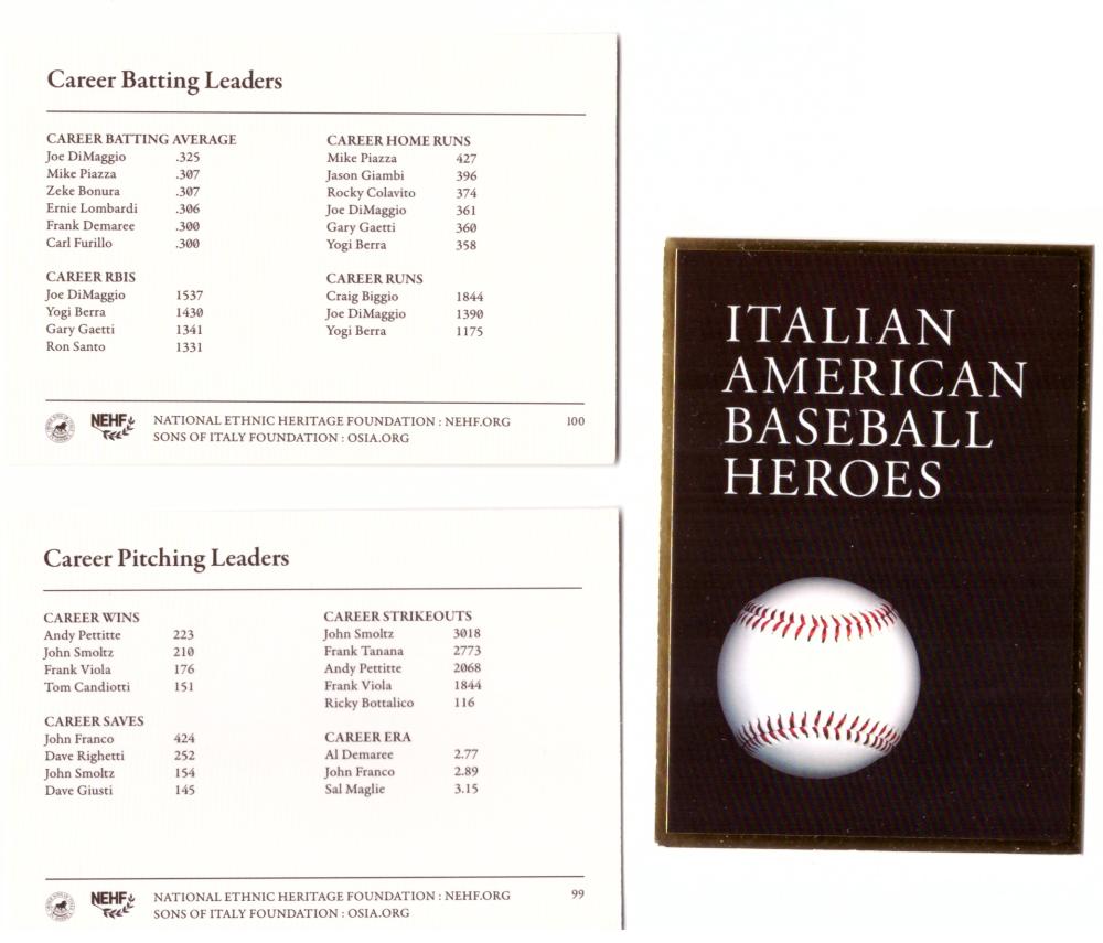 2009 Italian American Baseball Heroes Headers 3 cards 
