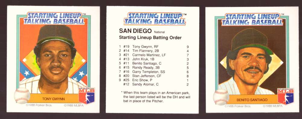 1988 Starting Lineup Talking Baseball SAN DIEGO PADRES Team Set
