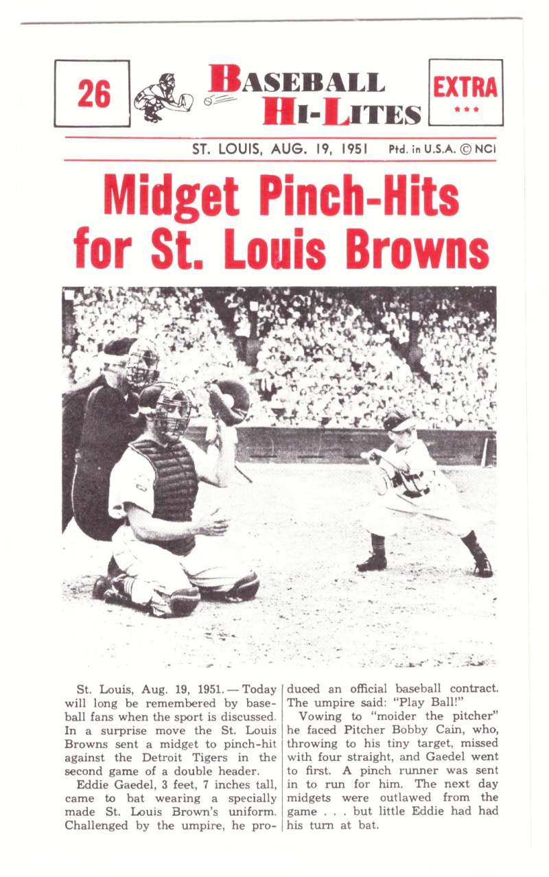1960 Nu-Card Baseball Hi-Lites Reprints ST LOUIS BROWNS (ORIOLES)