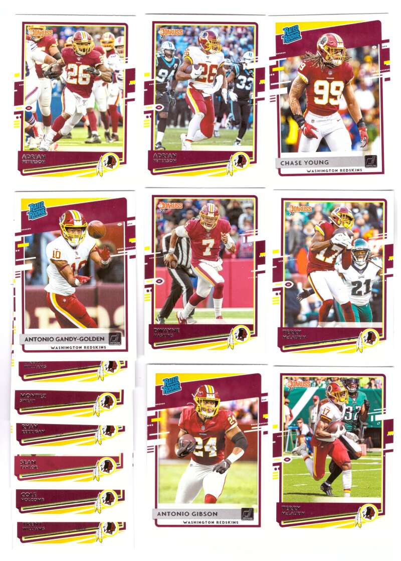2020 Donruss Football Team Set w/ Variations 13 Cards - WASHINGTON NFL Football Team Redskins w/Chase Young